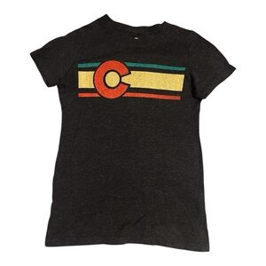 Black and Red Short Sleeve Tee with Graphic Design